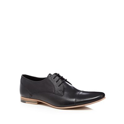 Black grained leather lace up shoes